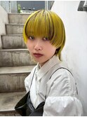 ブリーチ　イエローカラー　デザインカラー　マッシュウルフ