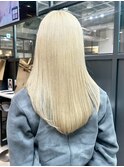 ロングハイトーン美髪韓国ヘアホワイトベージュ_ba553261