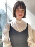 20代30代40代　ボブ　ミニボブ　前髪あり　暗髪　丸顔　面長