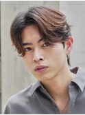 メンズセンターパート七三分けパートニュアンスパーマ刈り上げ