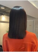 艶髪似合わせブラウン透明感カラー ワンレン切りっぱなし