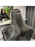 オリーブグレージュ×透明感 髪質改善カラー 艶ロング 心斎橋