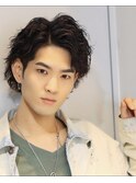 大人ビジネスマンワイルドパーマセンターパートツーブロスーツ
