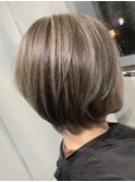 ボブ/カーキグレージュ/大人かわいい/フェザーバング