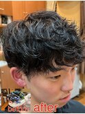 ランダムパーマ/ショート/刈り上げ/20代/ビフォーアフター