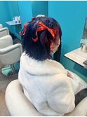 編み込みハーフツイン