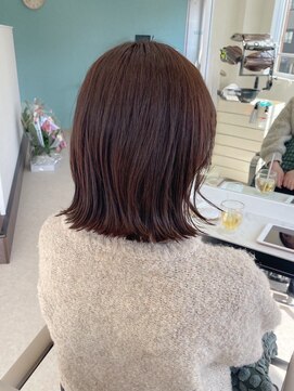 トゥットヘアー(Tutto hair) 20代30代40代ブリーチなしチョコレートブラウンくびレイヤーボブ