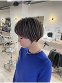 大人ショートボブ丸みショートカットマッシュショート前髪あり