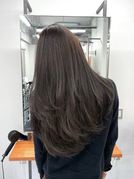 レブ 三条河原町(Reb,) ブリーチなしダブルカラーレイヤーカットミルクティーベージュ