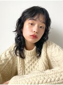 natural wolf perm×透明感 暗髪カラー