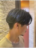 センターパート×ナチュラルパーマ