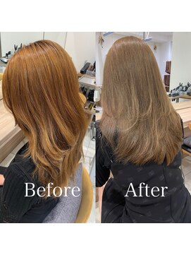 アッシュ 下丸子店(Ash) 脱白髪染めで作るカーキベージュ