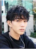 波巻きスパイラルパーマツーブロックツイストパーマメンズヘア