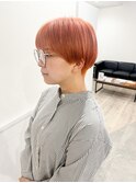 派手すぎないオレンジマッシュショート