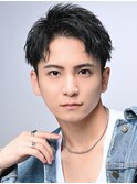爽やか黒髪短髪アップバング