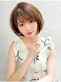 30代40代に人気の大人かわいい前髪ありのくびれショート
