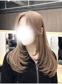 ◇前髪顔周りカットピンクベージュアンブレラカラー船橋