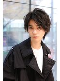 センターパートウルフ 韓国コンマヘアかきあげヘア ハイライト