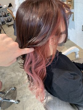 ナブラ(NABLA) ペールピンクインナーカラーロング『倉敷』『美容室』