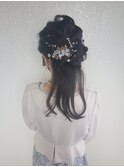 サイド 編み込み 毛先 ゆるふわ ハーフアップ ヘアスタイル