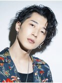 波巻きスパイラル2ブロックセンターパート黒髪