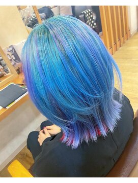 ヘアーコレット(hair Colet) スカイブルーインナーレッド