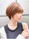 大人ガーリー/ブリーチなしチョコレート×顔周りショート[立川]
