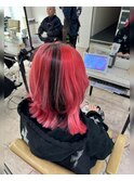 ウルフ×レッドストライプレイヤーワンレンデザインカラー所沢