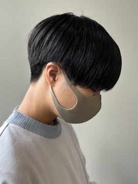 エルマーク 茨木(L-MARK) 黒髪マッシュナチュラルマッシュメンズヘア韓国ツーブロック