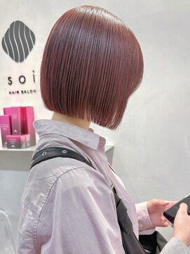 ソワ 北千住(soi) ピンクブラウン×ミニボブ×ボブ×ブリーチカラー