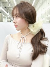 アリュウル 表参道(ALLURE)&nbsp;大人可愛い顔周りカット＊薄め前髪シースルーバングまろベージュ