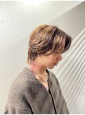 センターパート×ウルフカット