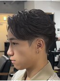 フェザーパーマ 似合わせパーマ センターパート ツーブロ軽め