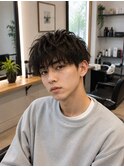 無造作束感メンズマッシュパーマ
