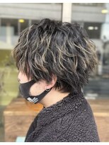 サワロヘア(Saguaro hair) ミディアムマッシュ/毛先ブリーチ/束感/アイロン仕上げ