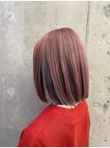 切りっぱなしボブ×ハイトーンカラー