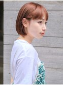 切りっぱなしボブ/オレンジボブ/顎ラインボブ/大人可愛い