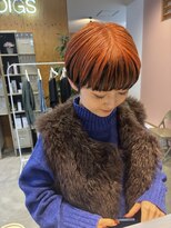 ディグス(DIGS)&nbsp;マッシュショート　アンブレラカラー　ブリーチ　オレンジ