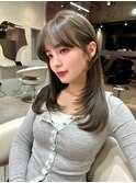 韓国　レイヤーカット　オリーブグレージュ