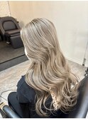 ハイライトカラーミディアムヘア暗めカラーデザインカラー
