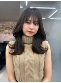 大人ガーリーダークアッシュ20代30代40代ミディアムレイヤー