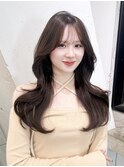 ロング大人ガーリー韓国ヘア顔周りレイヤー_F31364