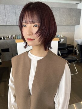 ヘアーズルネッタアベノ(HAIR'S Lunetta abeno) 【大阪/天王寺】ボブウルフレイヤー×ボルドーカラー