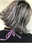 bibito  グラデーションカラー シルバーアッシュ ボブ