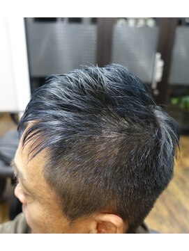 美容室 夢先案内 ツーブロック+ベリーショートスタイル+ブルーブラックカラー