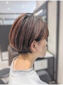 丸みショート×ナチュラルブラウン×骨格補正カット