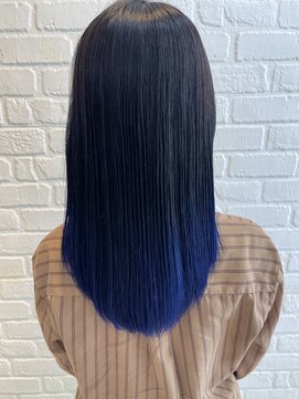 デイジー インデックスヘア 大島店(DAISY index hair) グラデーションカラーブルージュ ネイビーブルー ブリーチ
