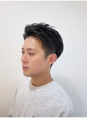 メンズ直毛ツーブロオールバック刈り上げジェルスタイル
