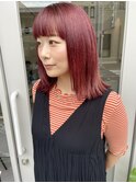 赤髪 赤ピンク 伸ばしかけhair