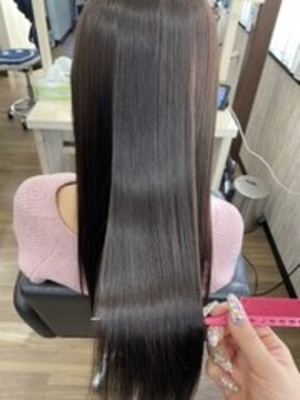 ネクサス 心斎橋(Nexus) グレーベージュレイヤーロングアッシュカラー 黒髪前髪パーマ